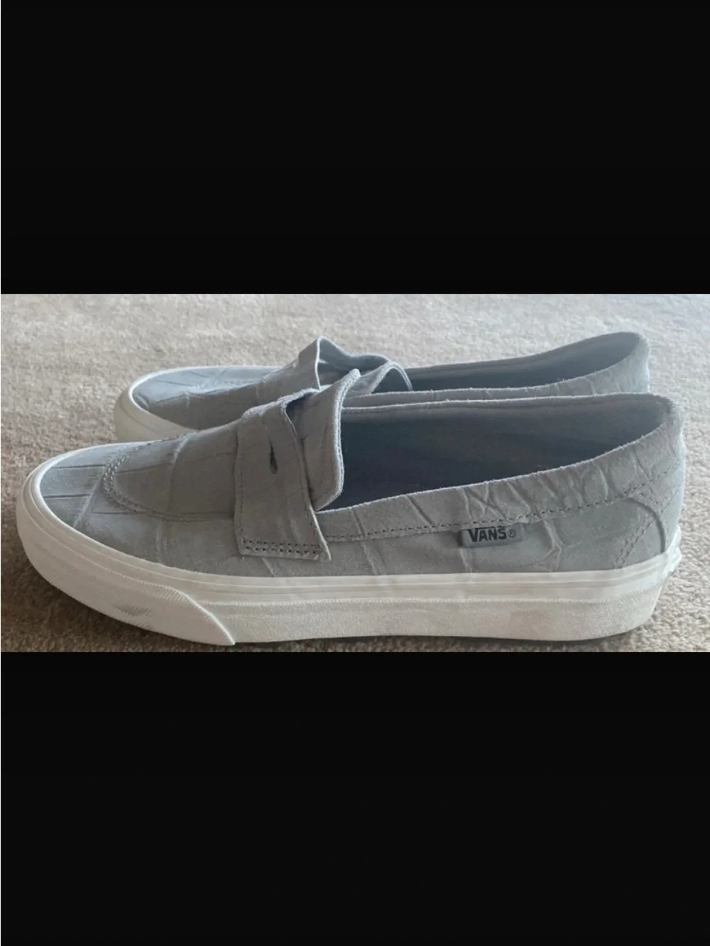 Vans Men's Light Gray Suede Penny Slip-On Loafers